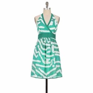 Anthropologie We Love Vera Halter Dress – Green Print Size 0 💚